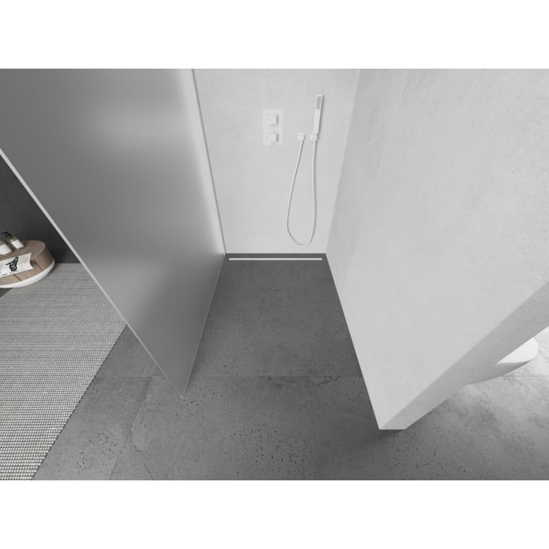 Mexen Kioto Walk-in Shower Wall 90 x 200 cm, Frosted 8 mm, White - 800-090-101-20-30
