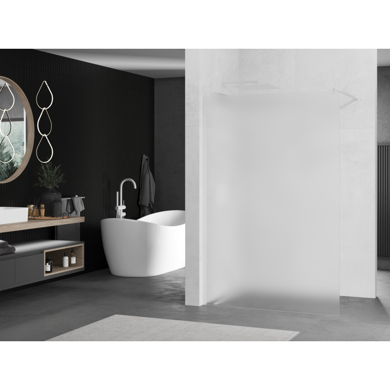 Mexen Kioto Walk-in shower wall 90 x 200 cm, frost 8 mm, white - 800-090-101-20-30