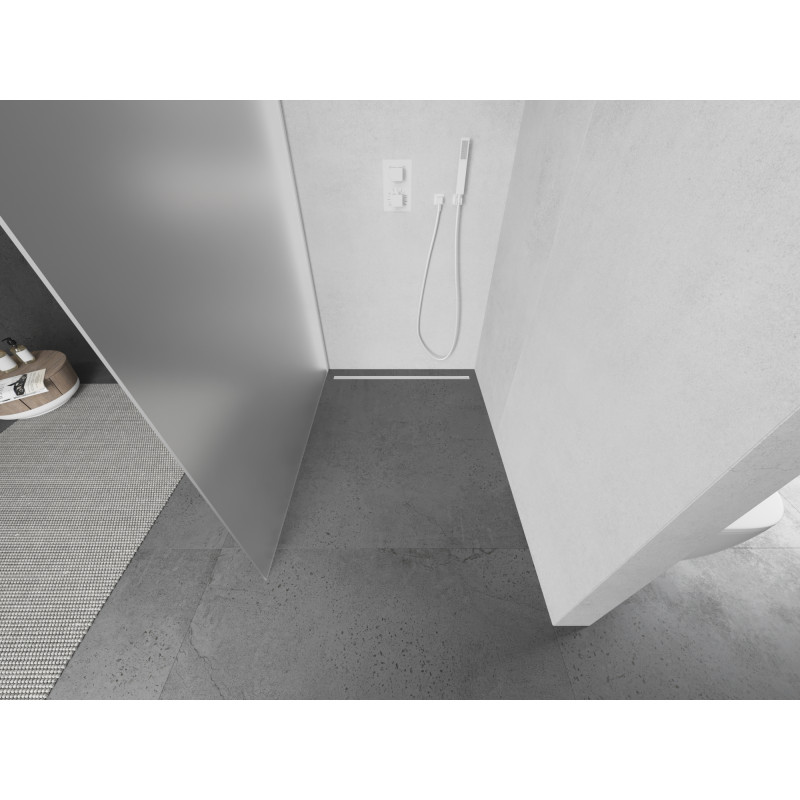 Mexen Kioto Walk-in shower wall 120 x 200 cm, frost 8 mm, white - 800-120-101-20-30