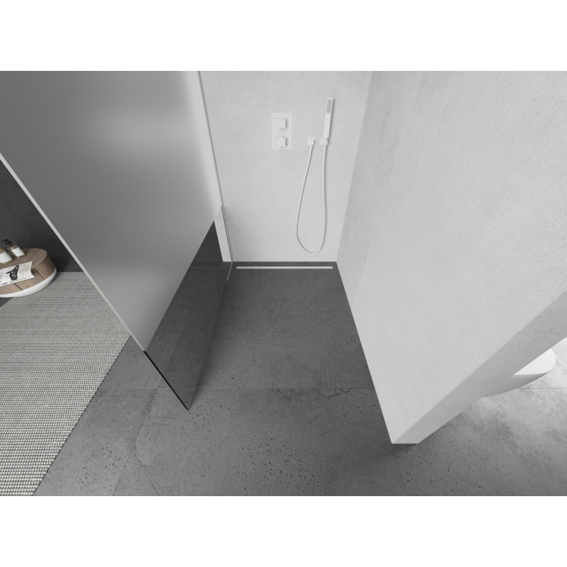 Mexen Kioto Walk-in Shower Screen 70 x 200 cm, Clear/Frosted 8 mm, White - 800-070-101-20-35