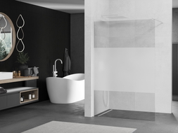Mexen Kioto Walk-in Shower Wall 90 x 200 cm, Clear/Frosted 8 mm, White - 800-090-101-20-35