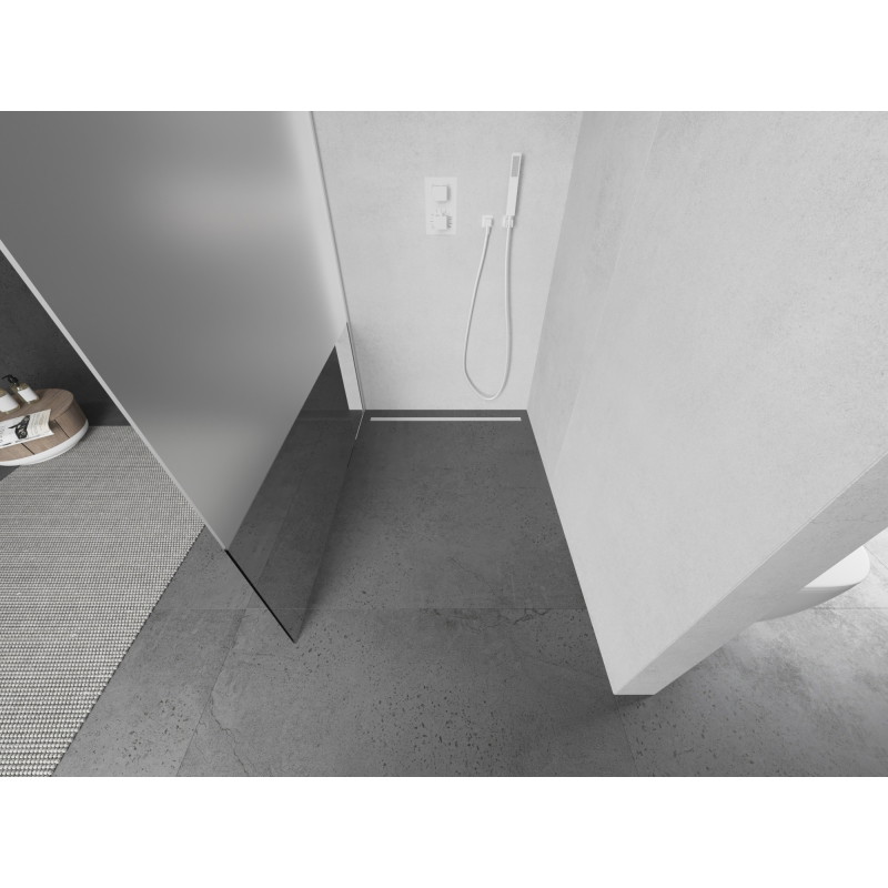 Mexen Kioto Walk-in Shower Wall 110 x 200 cm, Transparent/Frosted 8 mm, White - 800-110-101-20-35
