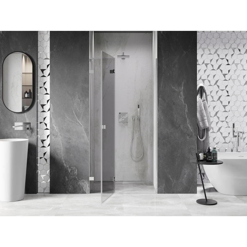 Mexen Lunar L shower door left-side opening 125 cm, transparent, chrome - 834L-125-000-01-00-L