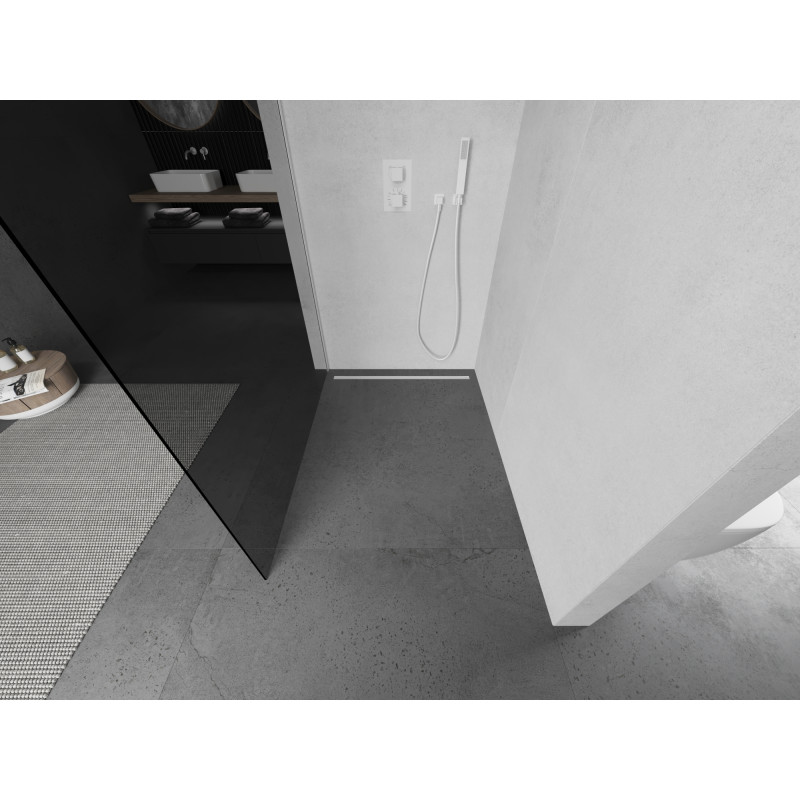 Mexen Kioto shower panel Walk-in 70 x 200 cm, graphite 8 mm, white - 800-070-101-20-40