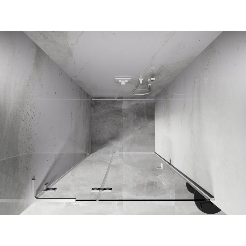 Mexen Lunar L left hinged shower door 85 cm, transparent, white - 834L-085-000-20-00-L