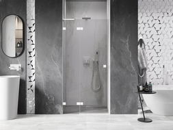 Mexen Lunar L left swing shower door 110 cm, transparent, white - 834L-110-000-20-00-L