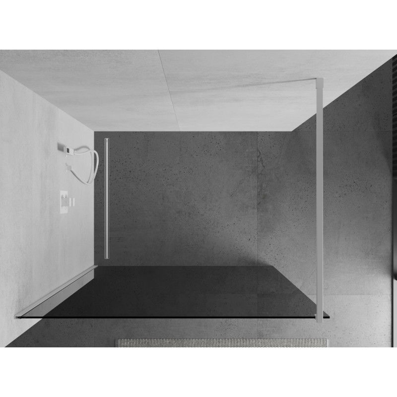 Mexen Kioto Walk-in Shower Wall 90 x 200 cm, graphite 8 mm, white - 800-090-101-20-40