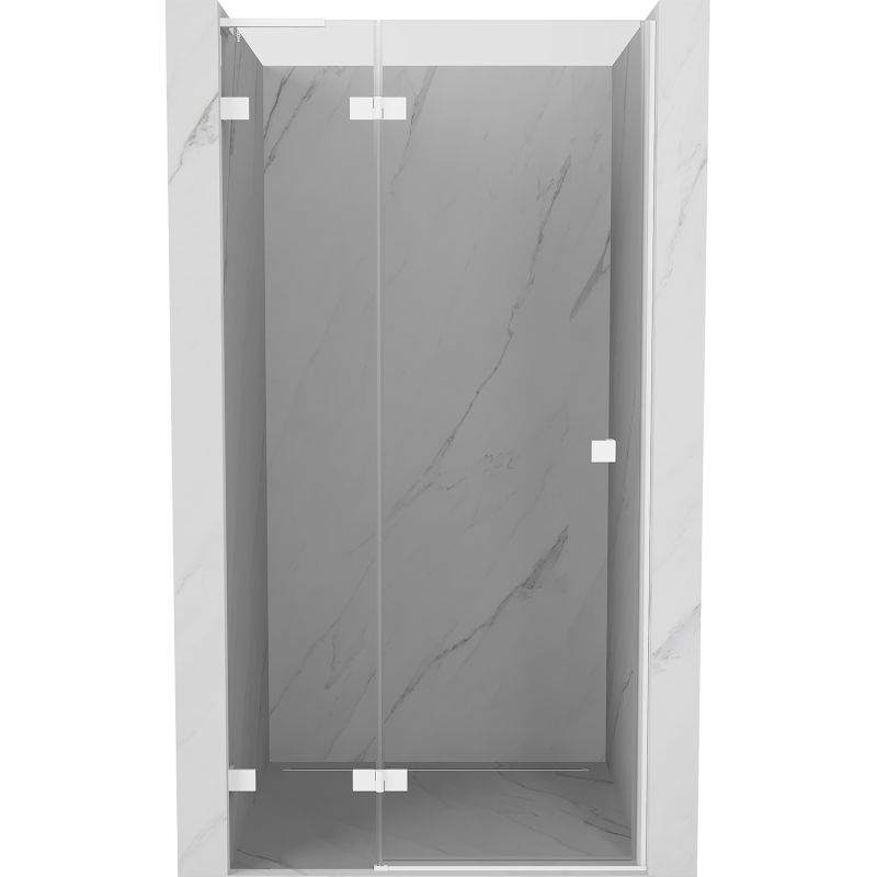 Mexen Lunar L left folding shower door 125 cm, transparent, white - 834L-125-000-20-00-L