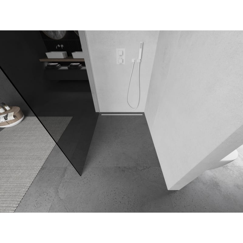 Mexen Kioto Walk-in Shower Screen 110 x 200 cm, 8 mm Graphite, White - 800-110-101-20-40