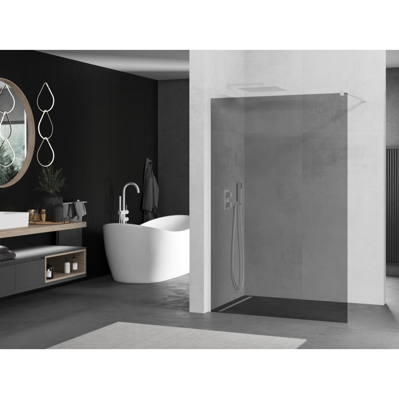Mexen Kioto Walk-in Shower Screen 110 x 200 cm, 8 mm Graphite, White - 800-110-101-20-40