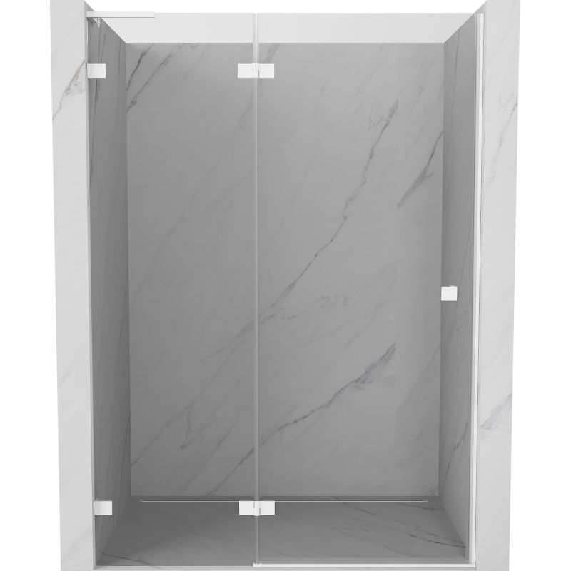 Mexen Lunar L left-hinged shower door 135 cm, transparent, white - 834L-135-000-20-00-L