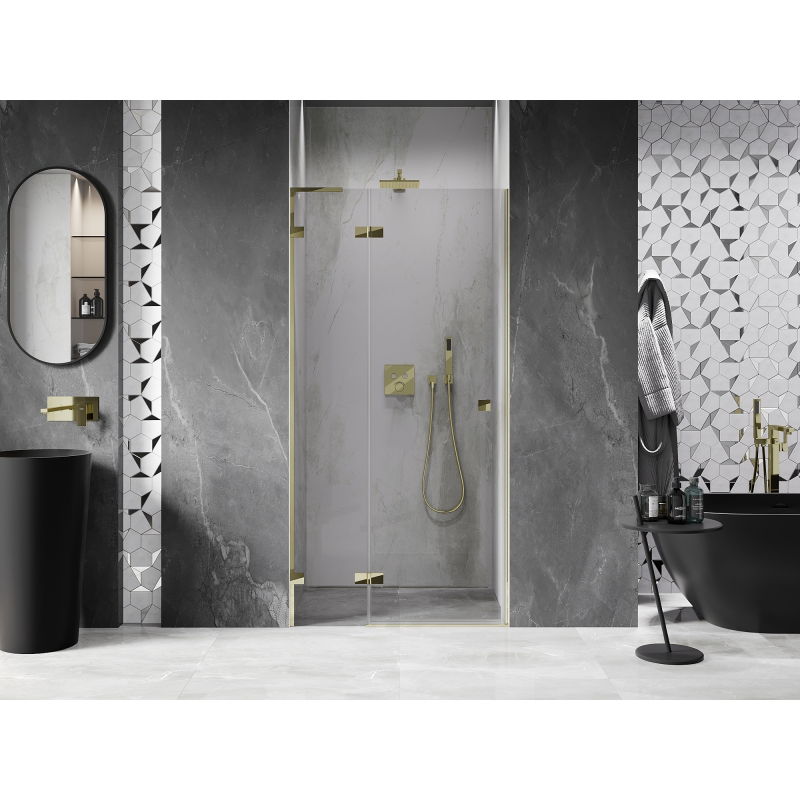 Mexen Lunar L left-hand hinged shower door 75 cm, transparent, gold - 834L-075-000-50-00-L