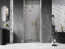 Mexen Lunar L left-hand hinged shower door 75 cm, transparent, gold - 834L-075-000-50-00-L