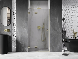 Mexen Lunar L Left Hinged Shower Door 110 cm, Transparent, Gold - 834L-110-000-50-00-L