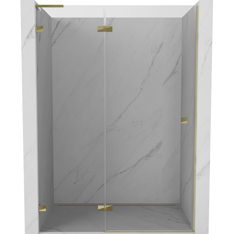 Mexen Lunar L Left 130 cm Hinged Shower Door, Transparent, Gold - 834L-130-000-50-00-L