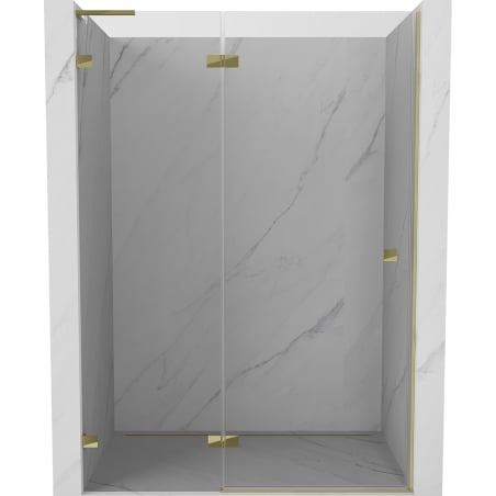 Mexen Lunar L Left 130 cm Hinged Shower Door, Transparent, Gold - 834L-130-000-50-00-L