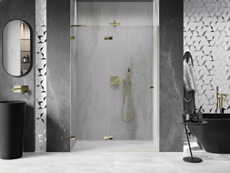 Mexen Lunar L left swinging shower door 130 cm, transparent, gold - 834L-130-000-50-00-L