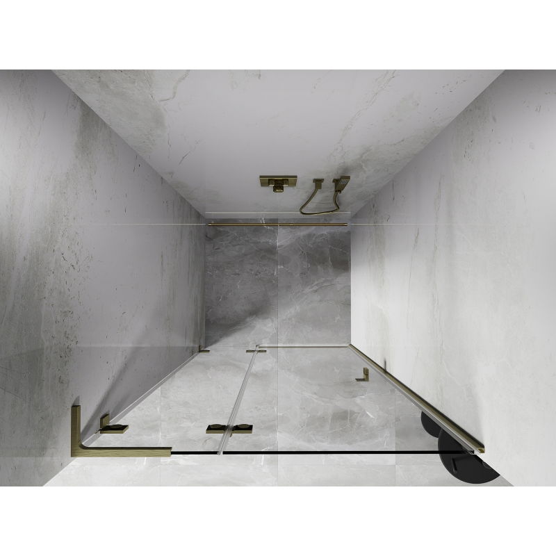 Mexen Lunar L left hinged shower door 70 cm, transparent, brushed gold - 834L-070-000-55-00-L