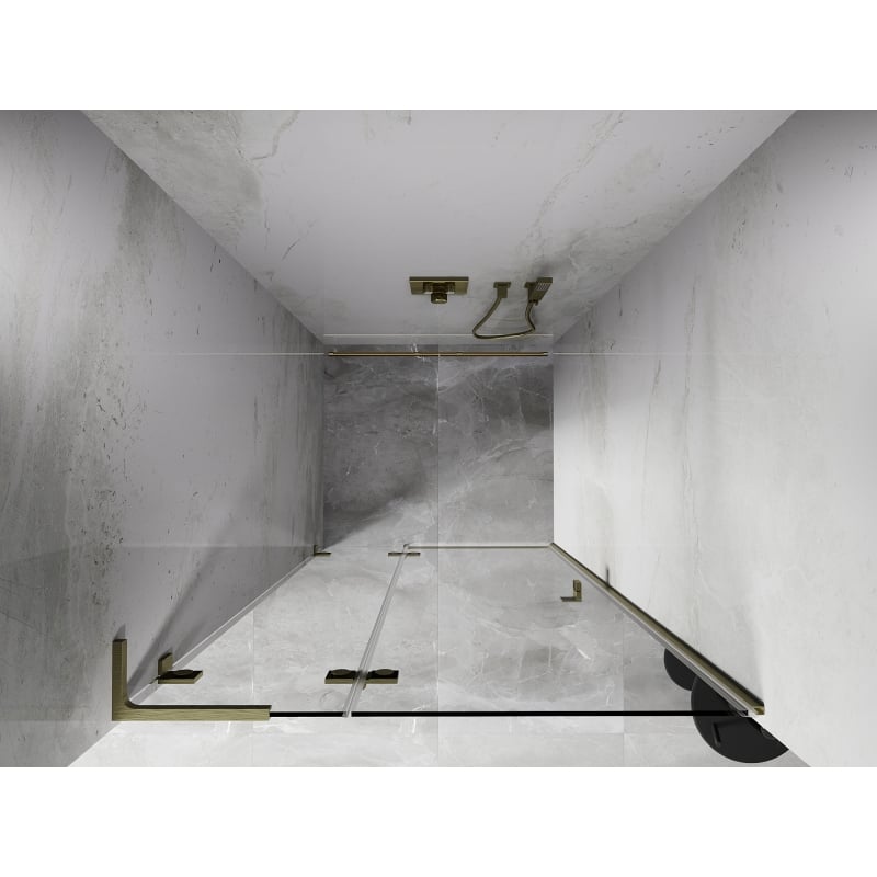 Mexen Lunar L left-hand hinged shower door 95 cm, transparent, brushed gold - 834L-095-000-55-00-L