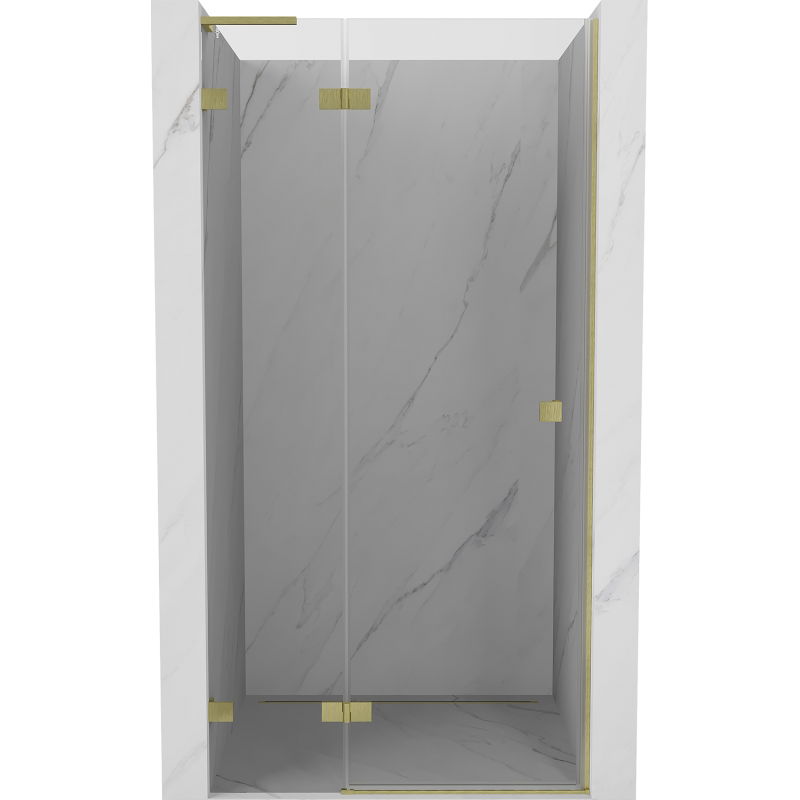 Mexen Lunar L Left Hinged Shower Door 120 cm, Transparent, Brushed Gold - 834L-120-000-55-00-L