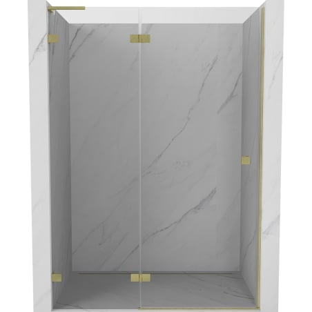 Mexen Lunar L left-side hinged shower door 130 cm, transparent, brushed gold - 834L-130-000-55-00-L