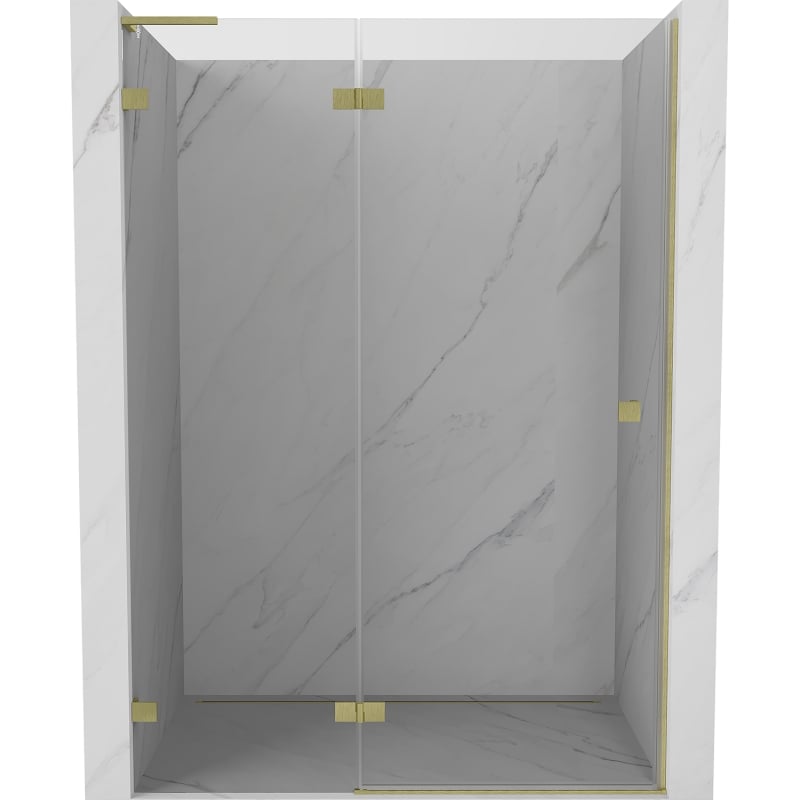 Mexen Lunar L left-hinged shower door 135 cm, transparent, brushed gold - 834L-135-000-55-00-L