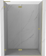 Mexen Lunar L left-hinged shower door 135 cm, transparent, brushed gold - 834L-135-000-55-00-L