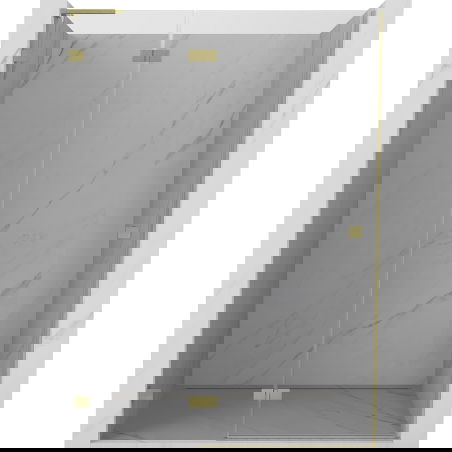 Mexen Lunar L Left Hinged Shower Doors 140 cm, Transparent, Brushed Gold - 834L-140-000-55-00-L