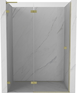 Mexen Lunar L Left Hinged Shower Doors 140 cm, Transparent, Brushed Gold - 834L-140-000-55-00-L
