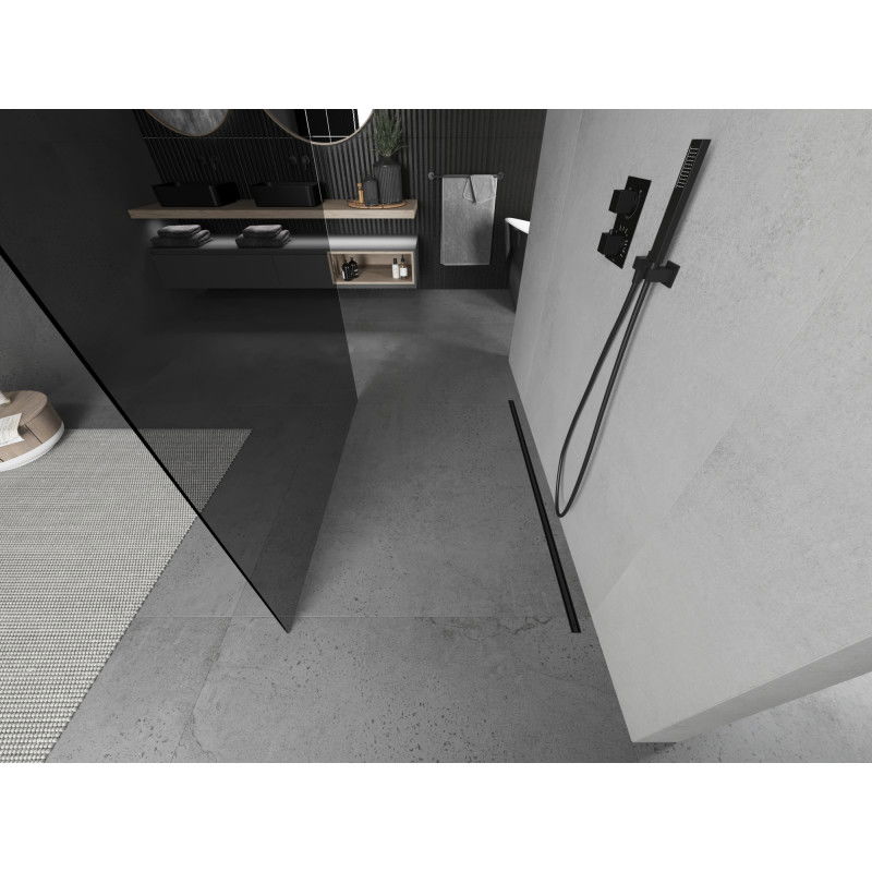 Mexen Kioto freestanding shower screen 100 x 200 cm, graphite 8 mm, black - 800-100-002-70-40