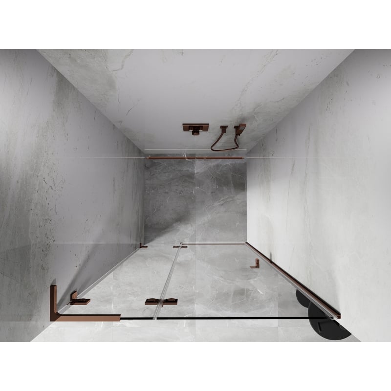 Mexen Lunar L Left Hinged Shower Door 100 cm, Transparent, Rose Gold - 834L-100-000-60-00-L