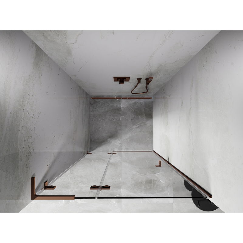 Mexen Lunar L shower door, hinged left 115 cm, transparent, rose gold - 834L-115-000-60-00-L