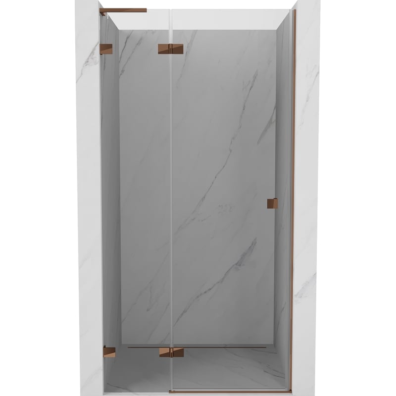 Mexen Lunar L left hinged shower door 125 cm, transparent, rose gold - 834L-125-000-60-00-L