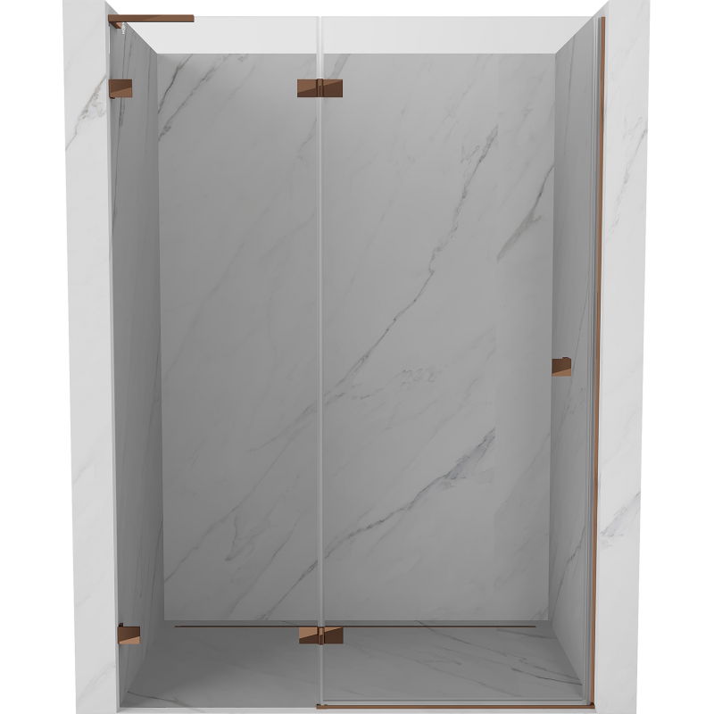 Mexen Lunar L left hinged shower door 130 cm, transparent, pink gold - 834L-130-000-60-00-L