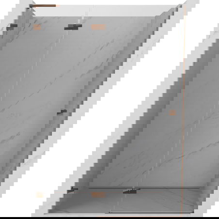 Mexen Lunar L shower door hinged left 135 cm, transparent, rose gold - 834L-135-000-60-00-L