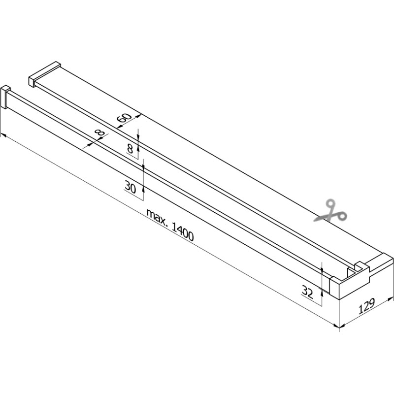 Mexen shelf for shower wall with towel railing, black - 800-02-70