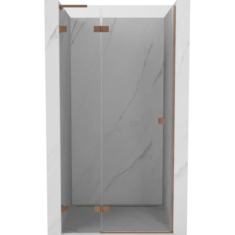 Mexen Lunar L left hinged shower doors 85 cm, transparent, brushed copper - 834L-085-000-65-00-L