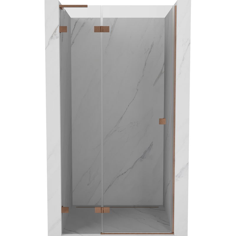 Mexen Lunar L Left-Swing Shower Door 115 cm, Transparent, Brushed Copper - 834L-115-000-65-00-L