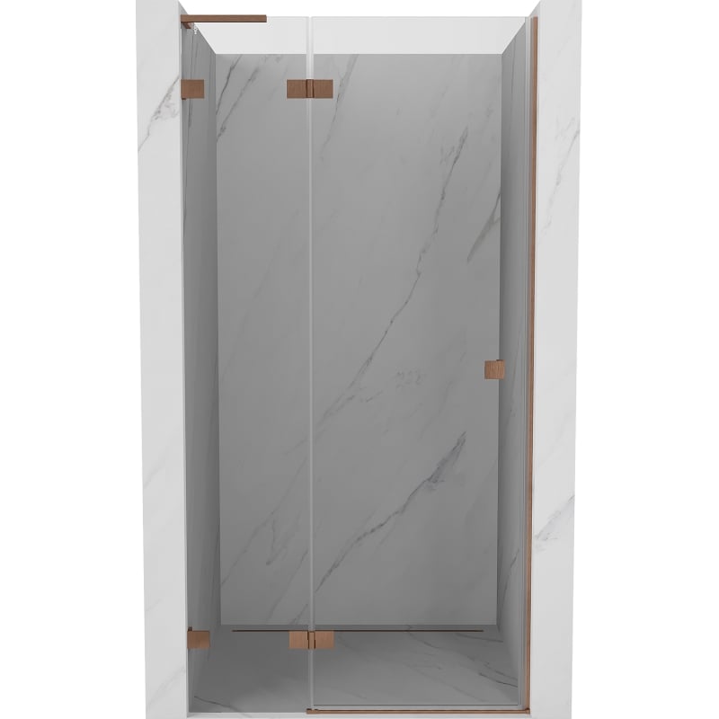 Mexen Lunar L left hinged shower door 125 cm, transparent, brushed copper - 834L-125-000-65-00-L