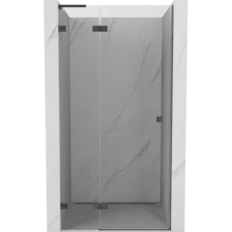 Mexen Lunar L left pivot shower door 80 cm, transparent, brushed gun gray - 834L-080-000-66-00-L