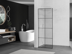 Mexen Kioto shower screen 80 x 200 cm, Transparent/Black pattern 8 mm, White - 800-080-101-20-77