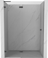 Mexen Lunar L 140 cm Left-Hinged Shower Door, Transparent, Brushed Gun Gray - 834L-140-000-66-00-L