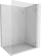 Mexen Lunar L Right Walk-in Shower Wall 110 x 200 cm, Transparent 8 mm, Brushed Copper - 830L-110-000-65-00-P