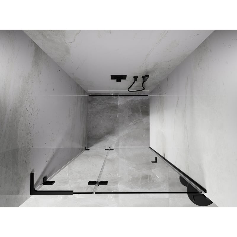 Mexen Lunar L left hinged shower door 70 cm, transparent, black - 834L-070-000-70-00-L