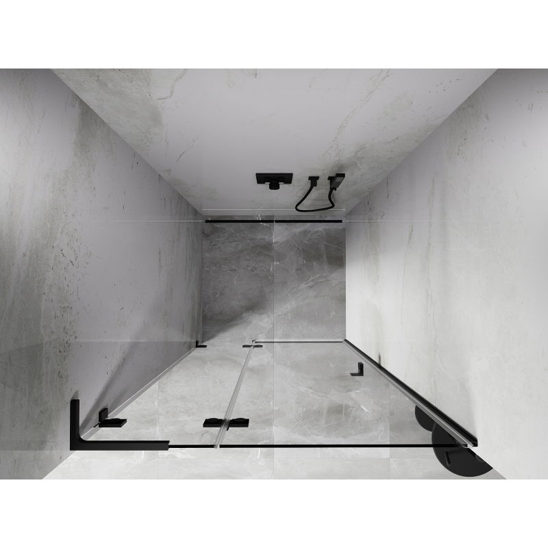 Mexen Lunar L 75 cm Left-Swinging Shower Door, Transparent, Black - 834L-075-000-70-00-L