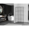 Mexen Kioto Walk-in Shower Panel 110 x 200 cm, Black Grid 8 mm, White - 800-110-101-20-77