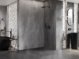 Mexen Lunar L Walk-in Shower Wall Right 110 x 200 cm, Transparent 8 mm, Brushed Gun Gray - 830L-110-000-66-00-P