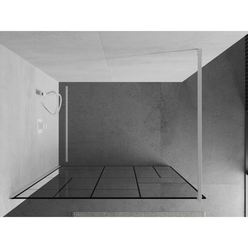 Mexen Kioto Walk-in Shower Wall 110 x 200 cm, Black Pattern 8 mm, White - 800-110-101-20-78