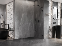 Mexen Lunar L Shower Wall Walk-in Right 80 x 200 cm, Transparent 8 mm, Black - 830L-080-000-70-00-P