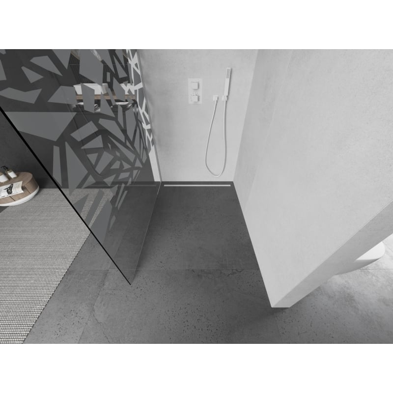 Mexen Kioto Walk-in shower screen 80 x 200 cm, white pattern 8 mm, white - 800-080-101-20-85